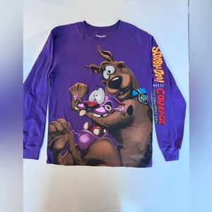 Scooby-Doo Meets Courage the Cowardly Dog Purple Long Sleeve Tee, Medium